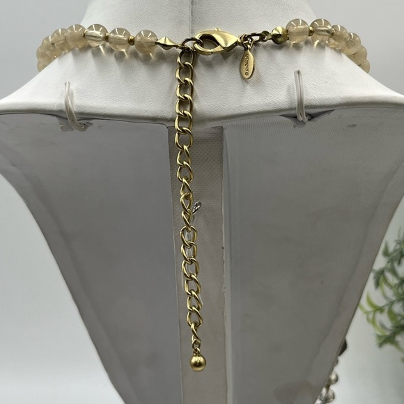 CHICOS Gold Tone Crystal Beads Rhinestone Cross Medallion Tassel Adj Necklace - Picture 10 of 16